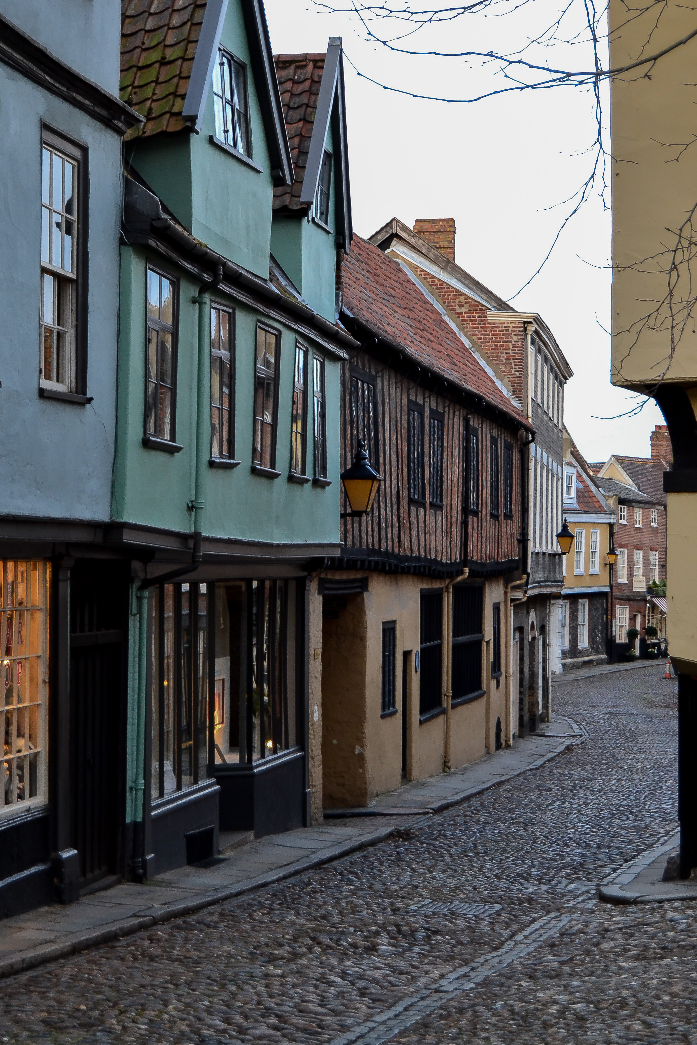 Historic buildings and cobbles on Elm Hill